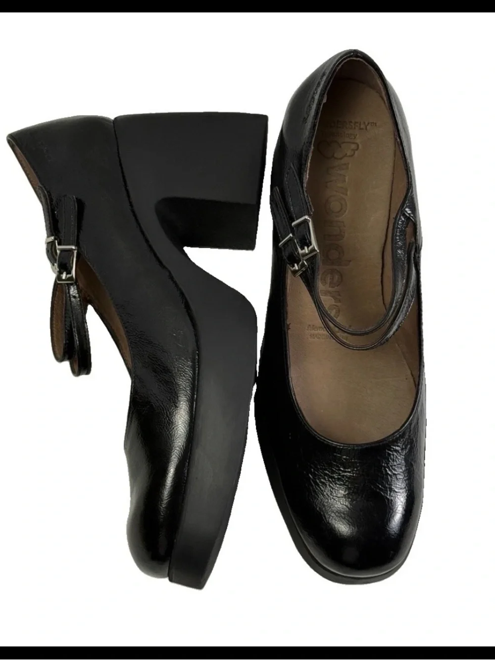 Wonders Mary Jane Platform Block Heel Shoe Pump Patent Leather Nordstrom $220