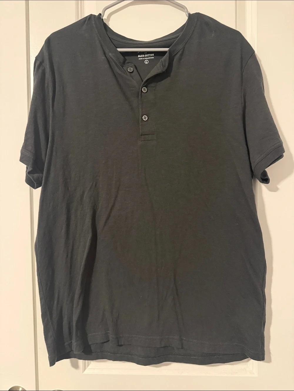 J Crew Henley Short-Sleeve Shirt in Charcoal L
