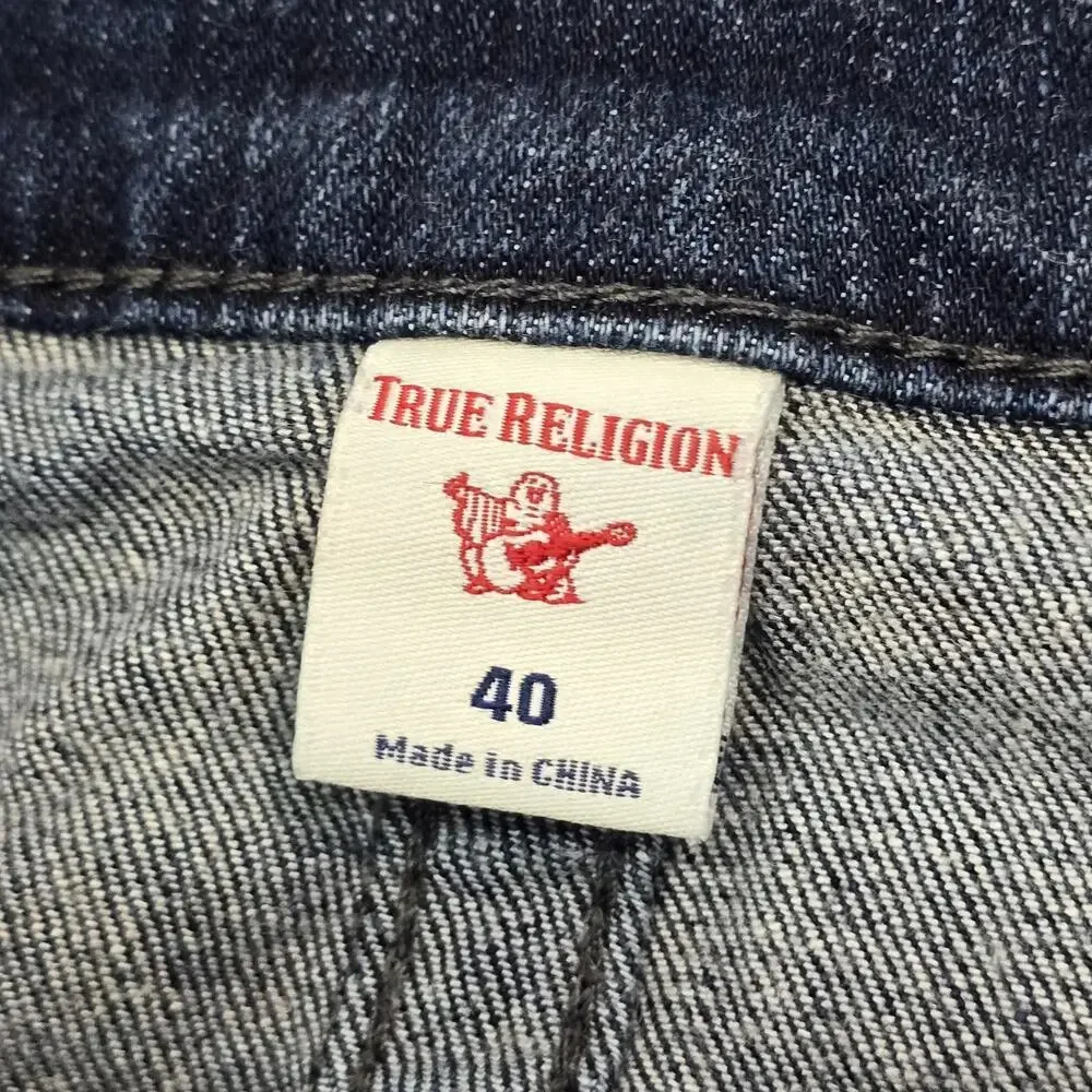 True Religion Rocco Skinny Jeans Mens 40x33 Blue Denim Classic Horseshoe EUC