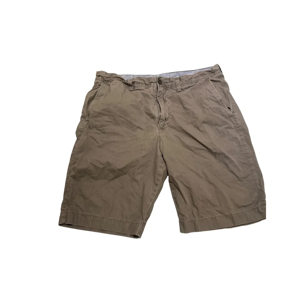 J Crew Mens Chino Shorts Khaki‎ Grey Flat Front Cotton Size 34w Casual Preppy