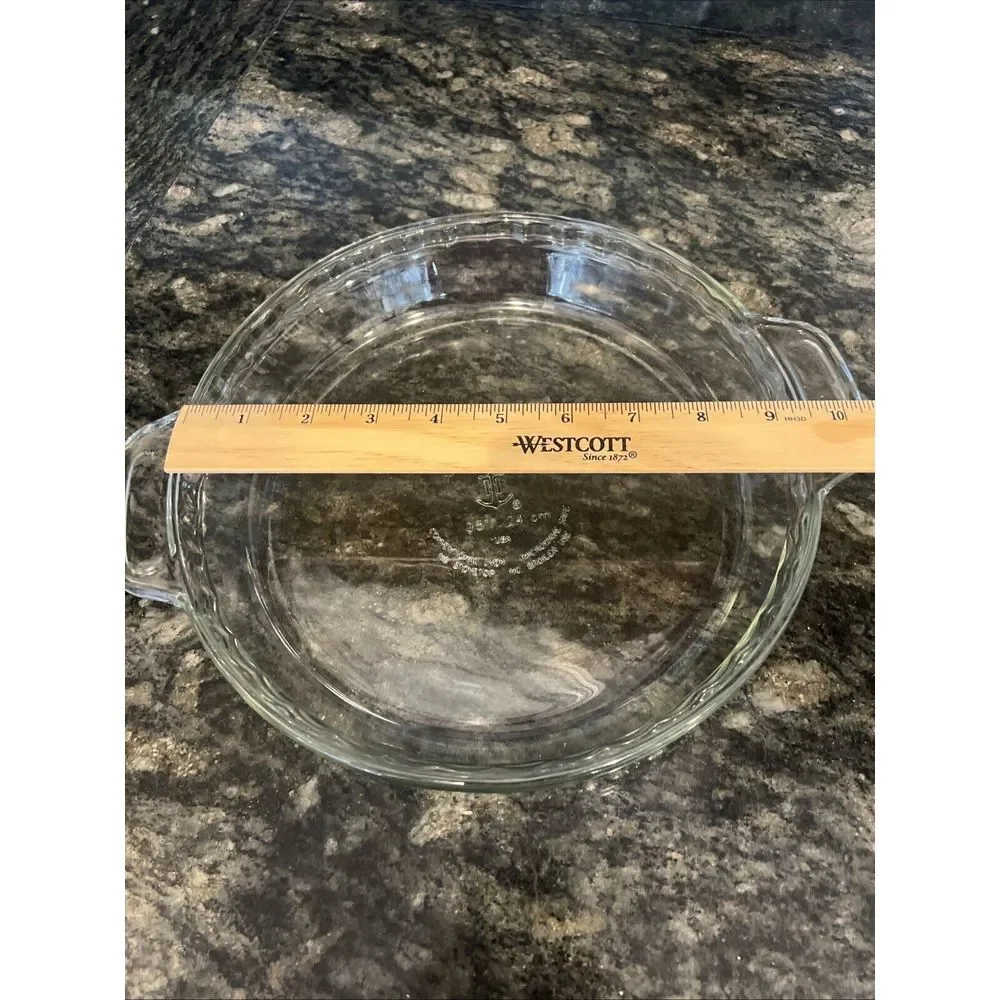 ANCHOR HOCKING Clear Glass Pie Baking Dish‎ Plate Oven Microwave Safe 9.5
