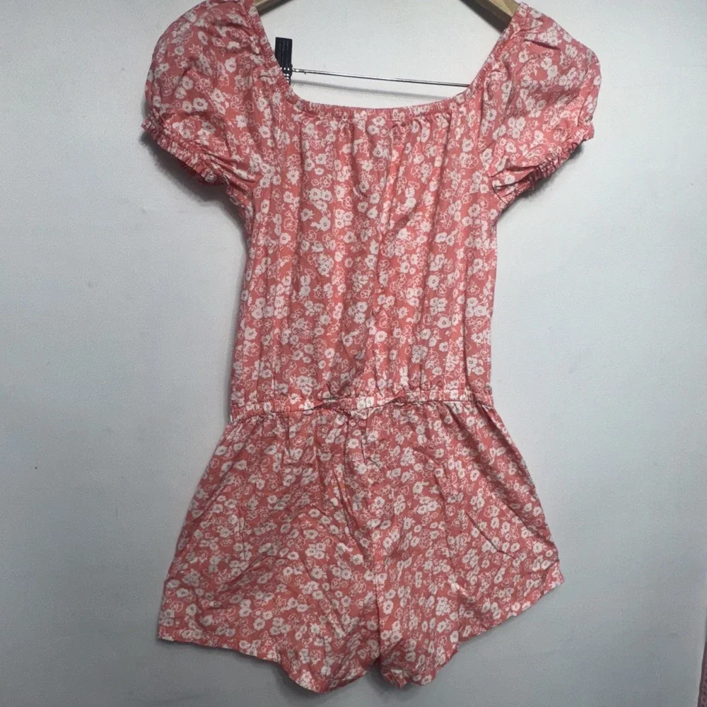 GAP Girl's Soft Chambray Short Puff Sleeve One‎ Piece Romper