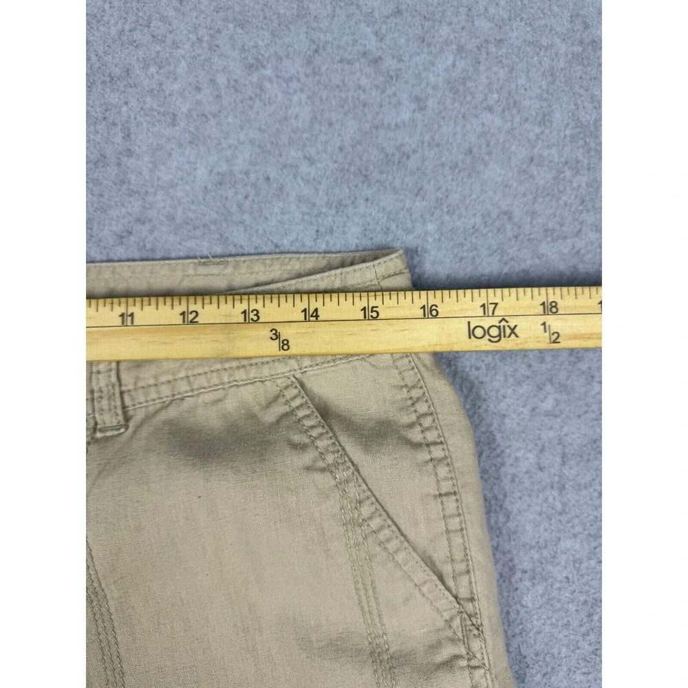 Banana Republic Cropped Cargo Pants Women's 8 Tan‎ Linen Cotton High Rise Casual