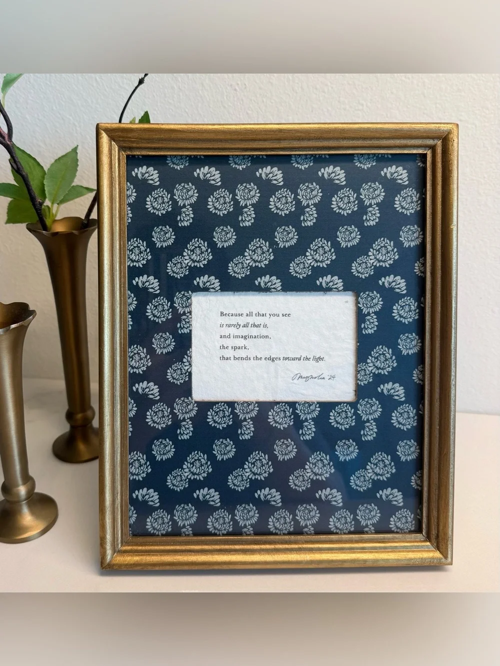 Magnolia Home “All That Is Framed” Gold Picture Frame with Poem | 7¾” x 9¾”