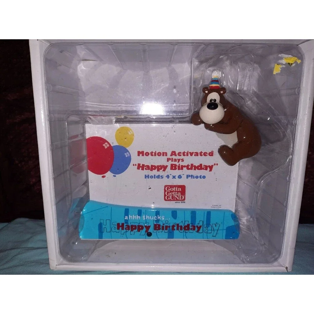 HAPPY BIRTHDAY BEAR FRAME MOTION ACTIVATED PLAYS MUSIC NEW CHILD PHOTO 4