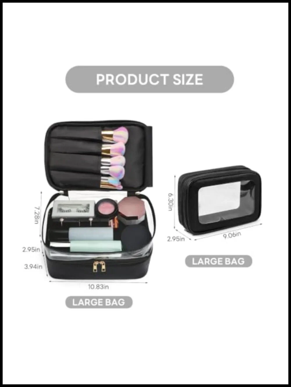 Leather Double Layer Large Capacity Travel Cosmetic Organizer Bag Set of 2