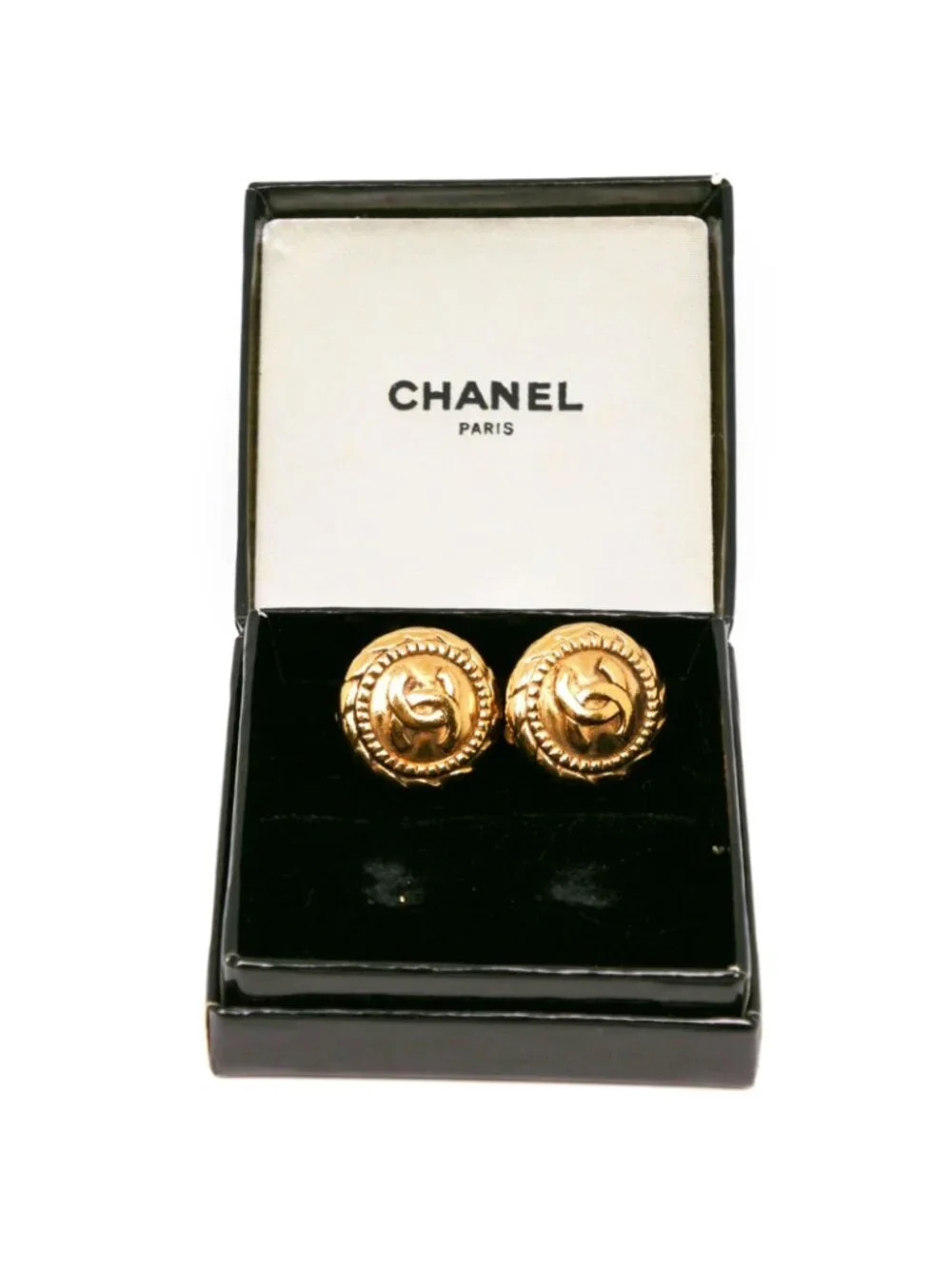 Chanel CC Logo Vintage Gold Plated Earrings