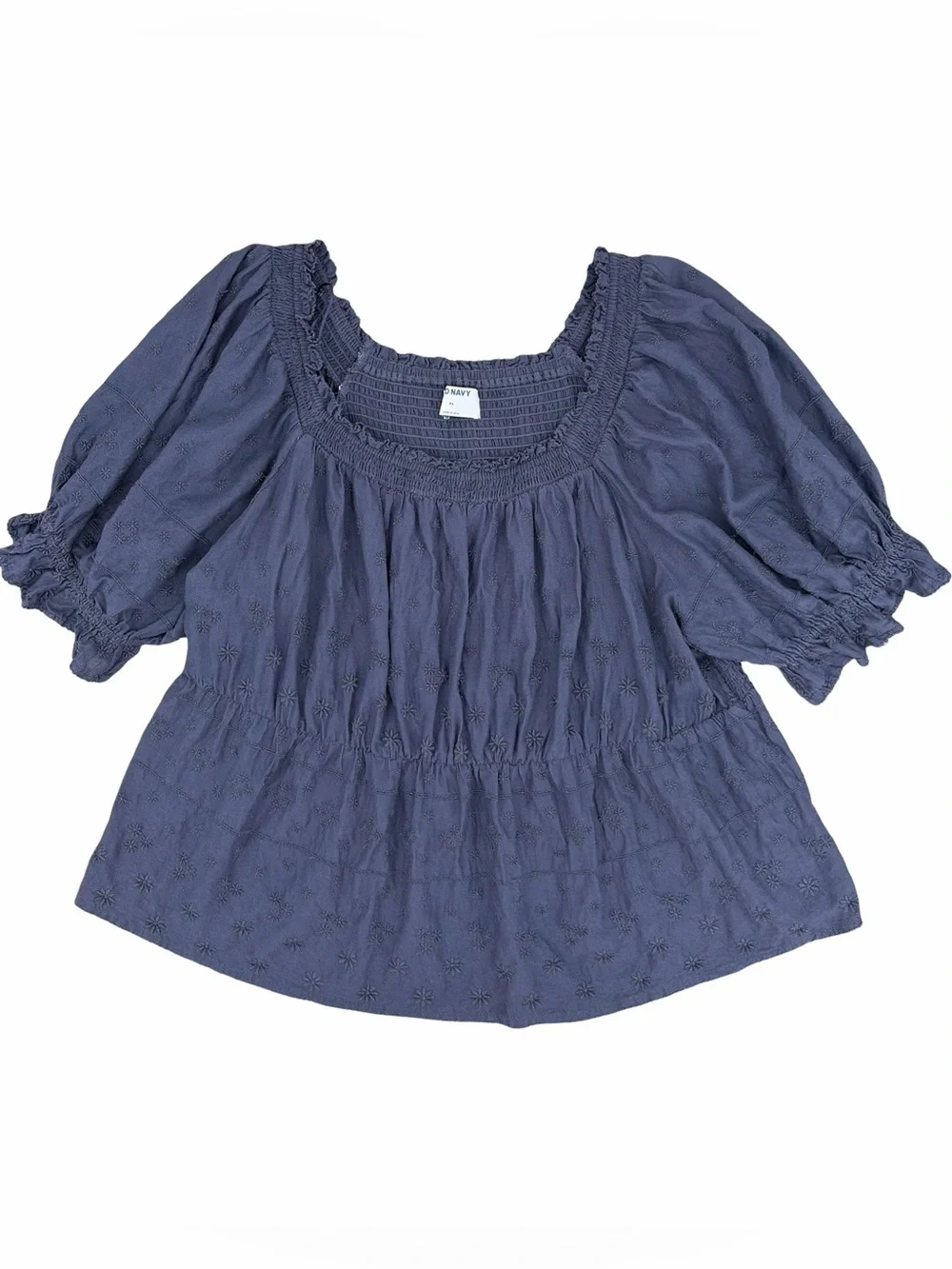 Old Navy Navy Blue Smocked Square-Neck Peasant Blouse Size 2X