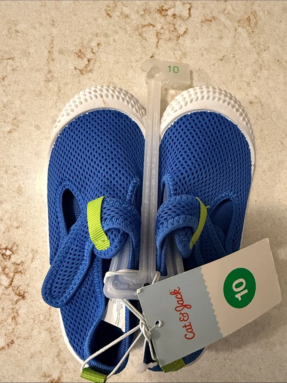 Cat & Jack Blue Mesh Water Shoes with Lime Detail