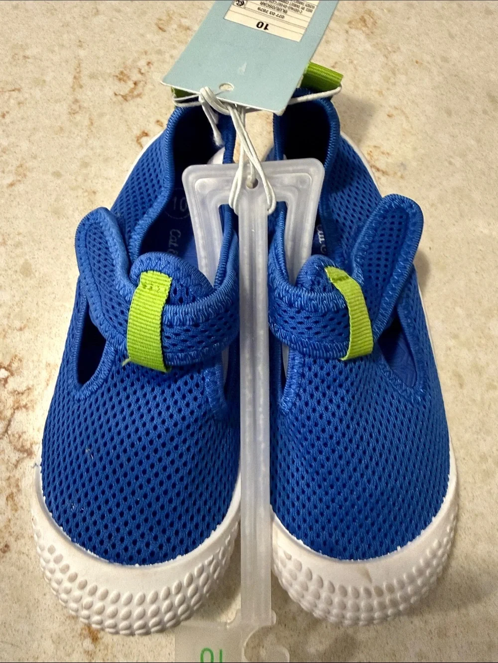 Cat & Jack Blue Mesh Water Shoes with Lime Detail
