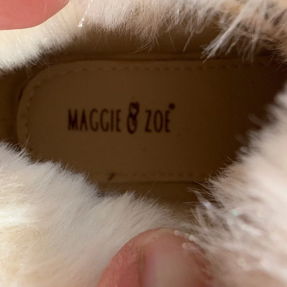 Maggie & Zoe Kids Girls Rose Gold Glitter Faux Fur Trim Ankle Boots Size 9