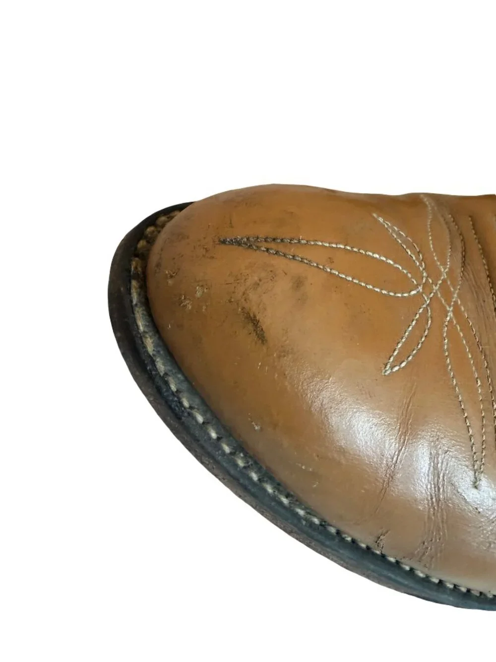 M.L. Leddy & Sons Tan Leather Handmade Western Cowboy Boots Rodeo Size 7 Women's