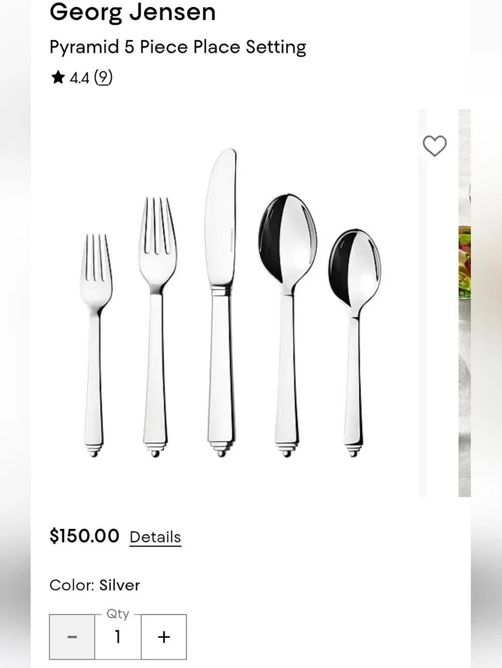 Georg Jensen Pyramid 5 Piece Place Setting