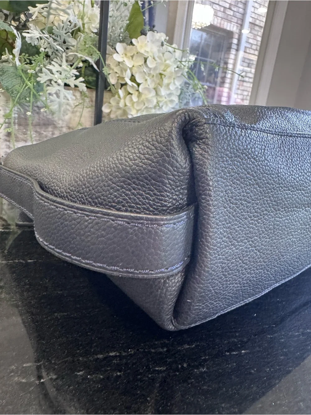 💙Coach Edie 31 Pebbled Leather Shoulder Bag Navy Blue Gold Hardware Crossbody