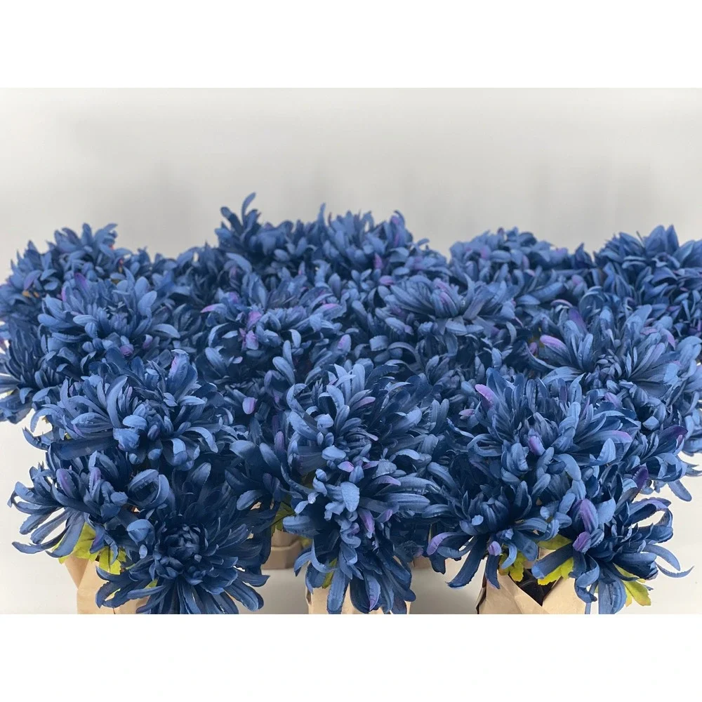 12 Ashland Artificial Chrysanthemum 12pc Blue Silk Flower Rustic Decor NEW