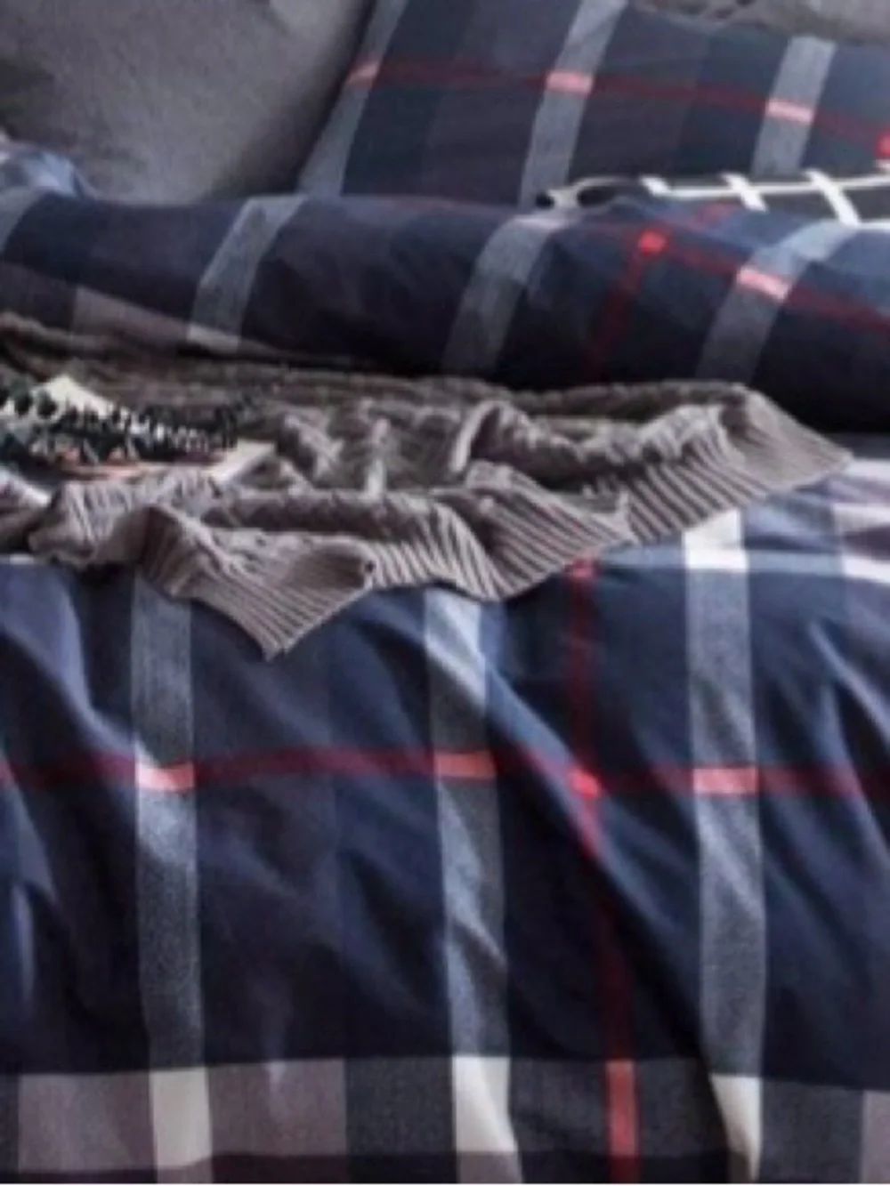 FULL Gingham Tartan Comforter Set 3Pc - NAVY PLAID