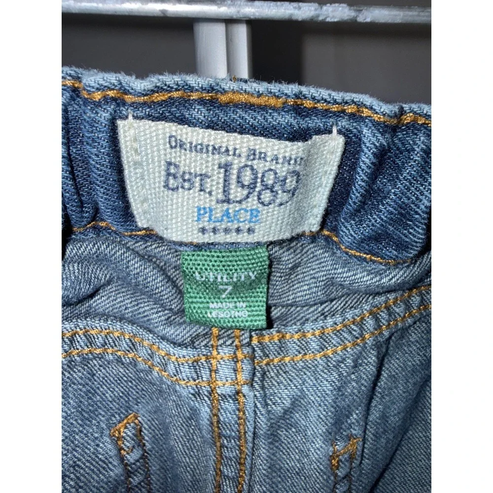 The Childrens Place Boys Utility Carpenter Jeans Blue Denim Medium Wash Size 7