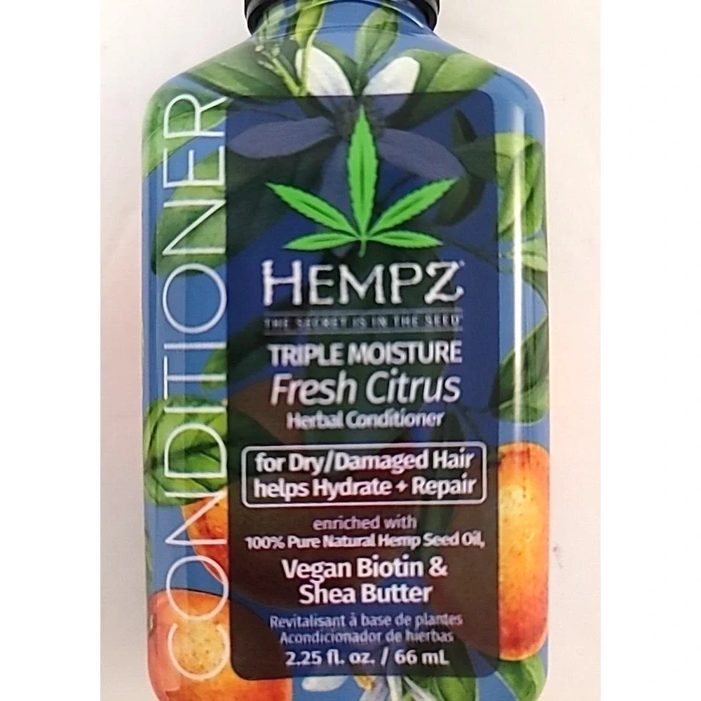 3 Travel Size Hempz Triple Moisture Fresh‎ Citrus Shampoo/Conditioner/Lotion