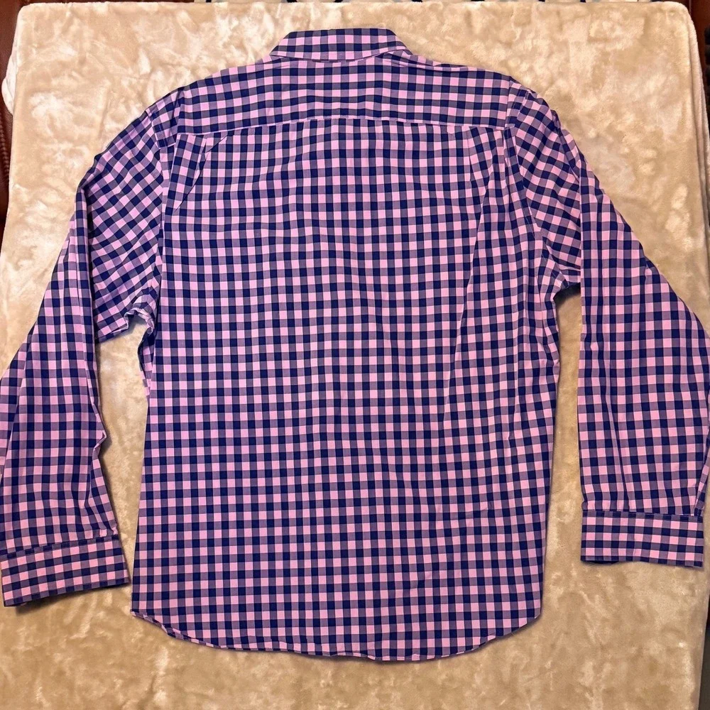J Crew‎ Mens Light Weight Plaid Button Down Shirt EUC  X Large Pink Navy