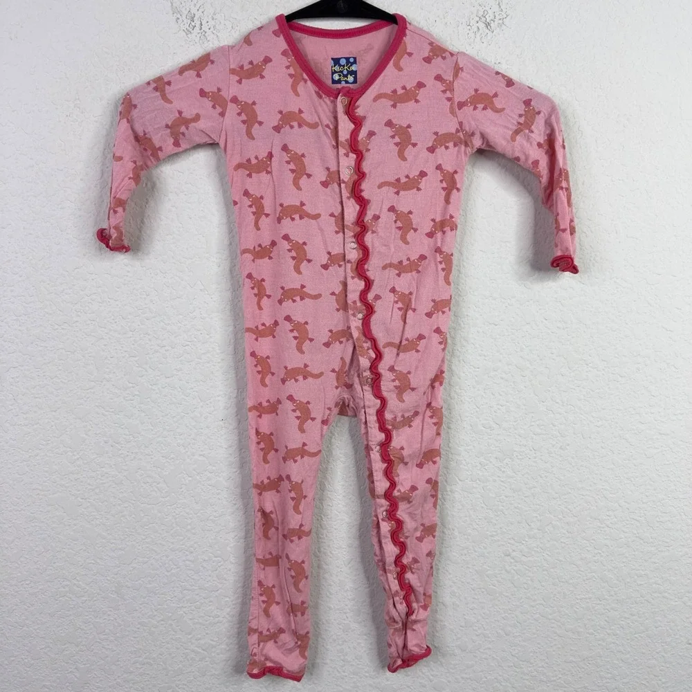 Kickee Pants 2PC Pajama Bundle 18-24M Bamboo Pink Dog Flamingo Sleeper Whimsical