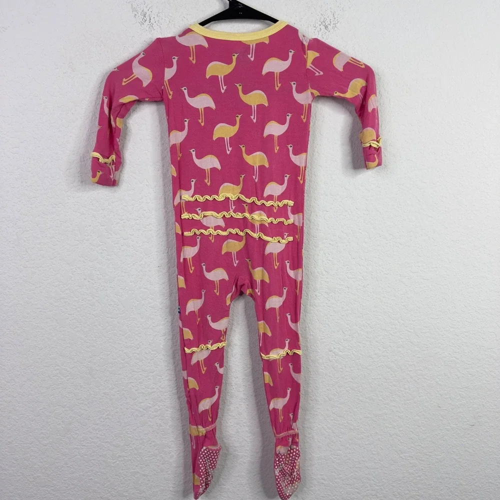 Kickee Pants 2PC Pajama Bundle 18-24M Bamboo Pink Dog Flamingo Sleeper Whimsical
