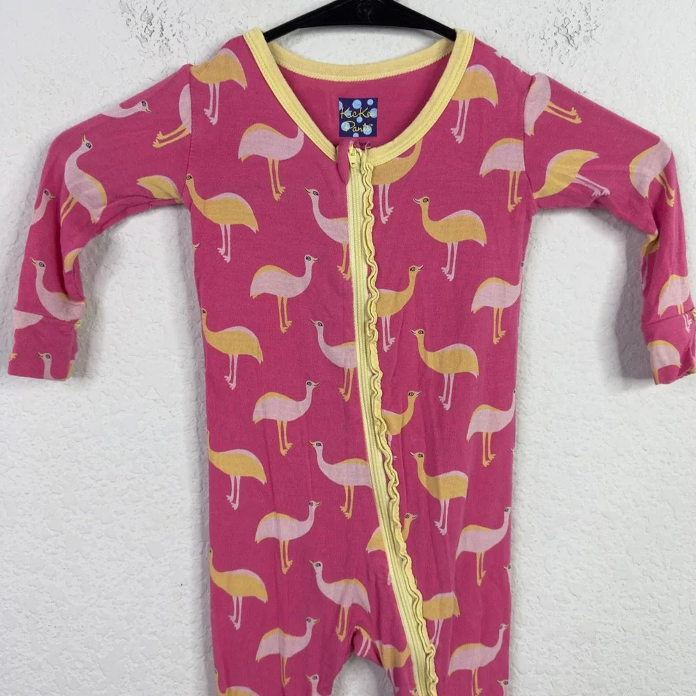 Kickee Pants 2PC Pajama Bundle 18-24M Bamboo Pink Dog Flamingo Sleeper Whimsical