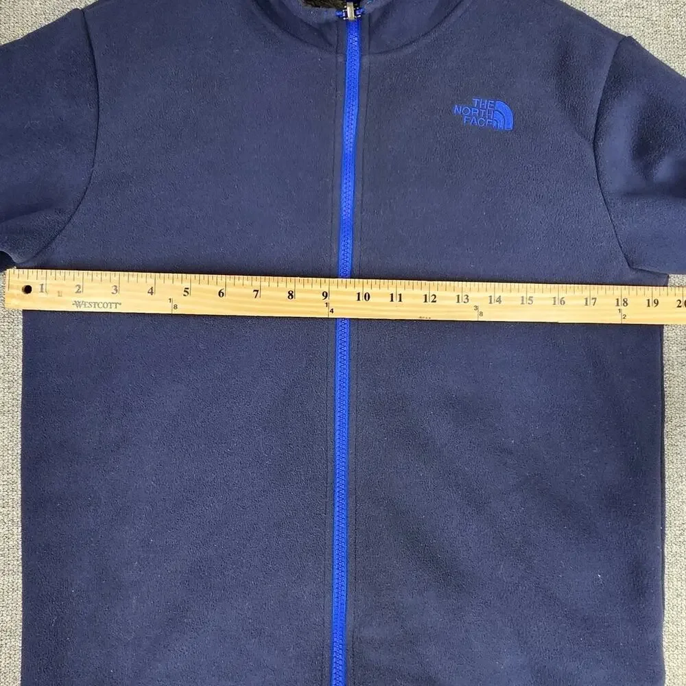 THE NORTH FACE FULL-ZIP FLEECE JACKET – SIZE L – NAVY / GRAY – BRIGHT BLUE LOGO