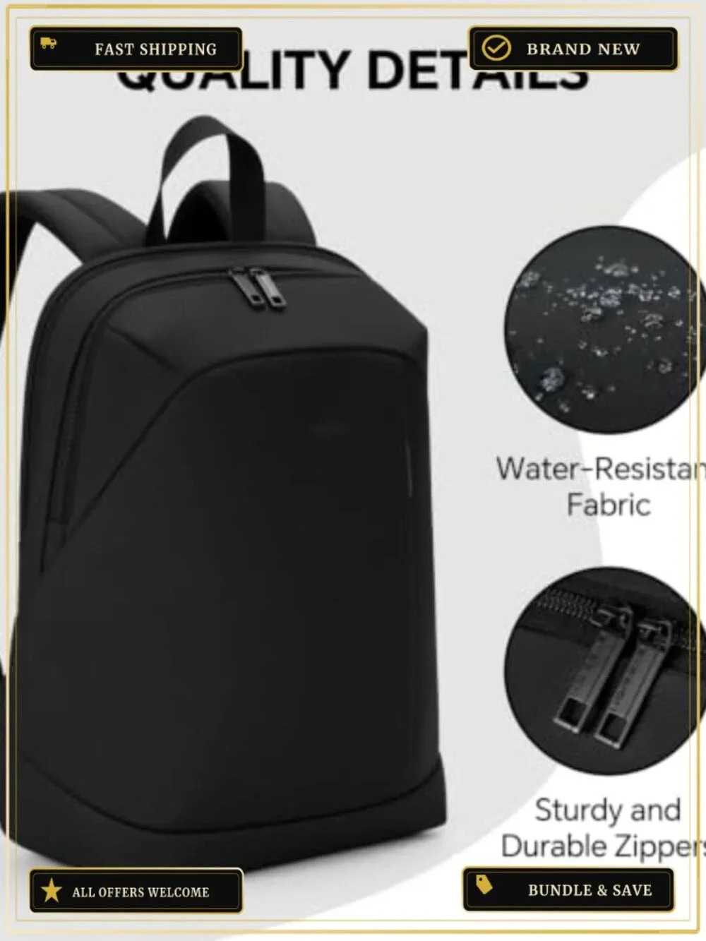 15.6 Inch Laptop Backpack Lightweight Water Resistant Luggage Strap Work Travel