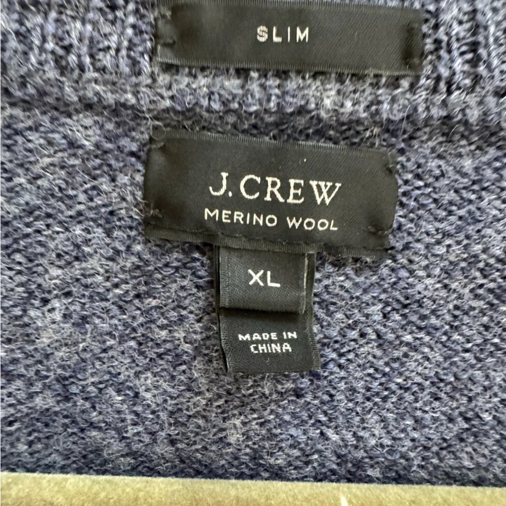 J.Crew Merino Wool V-Neck Sweater Men’s XL Grayish Blue Elbow Patches‎ Preppy