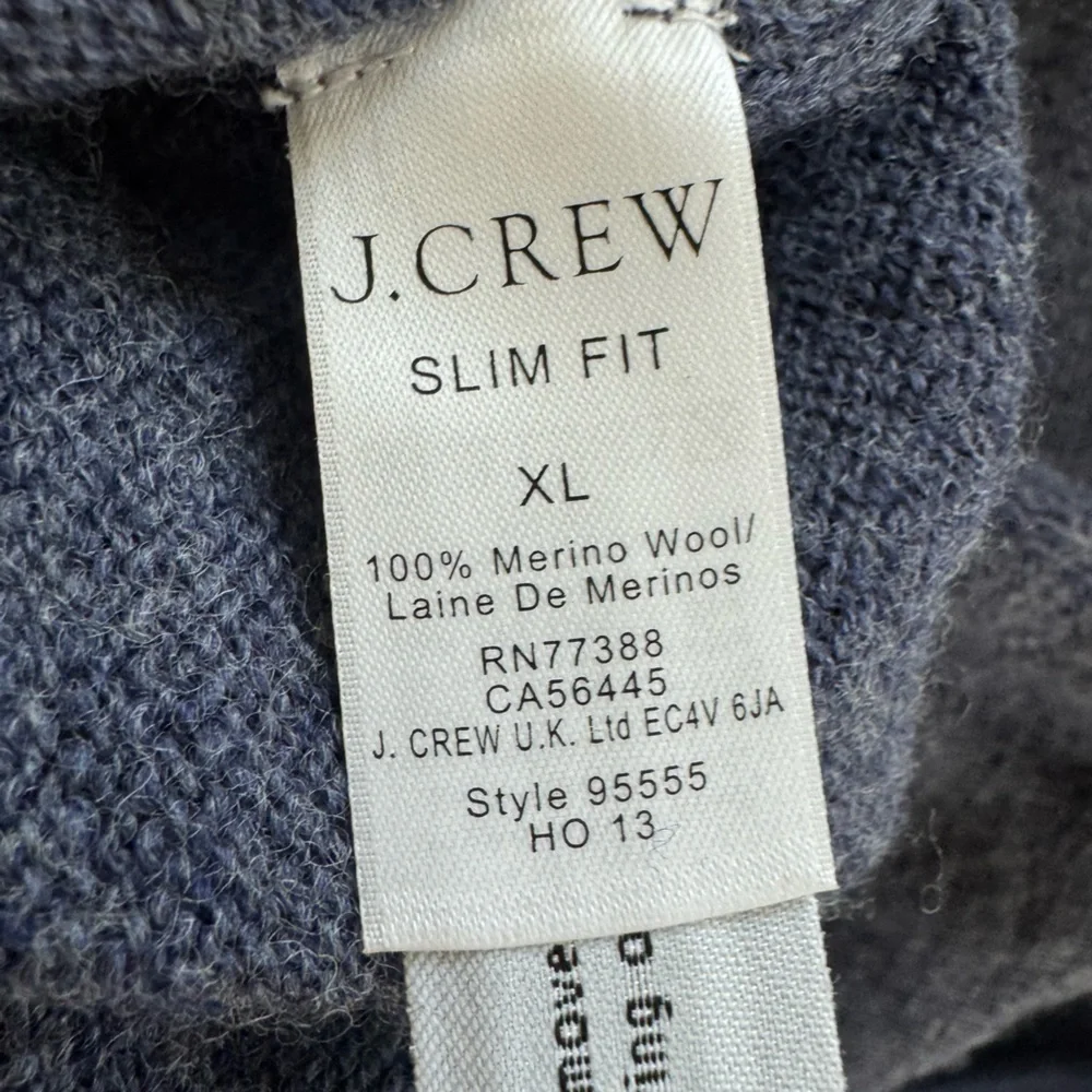 J.Crew Merino Wool V-Neck Sweater Men’s XL Grayish Blue Elbow Patches‎ Preppy