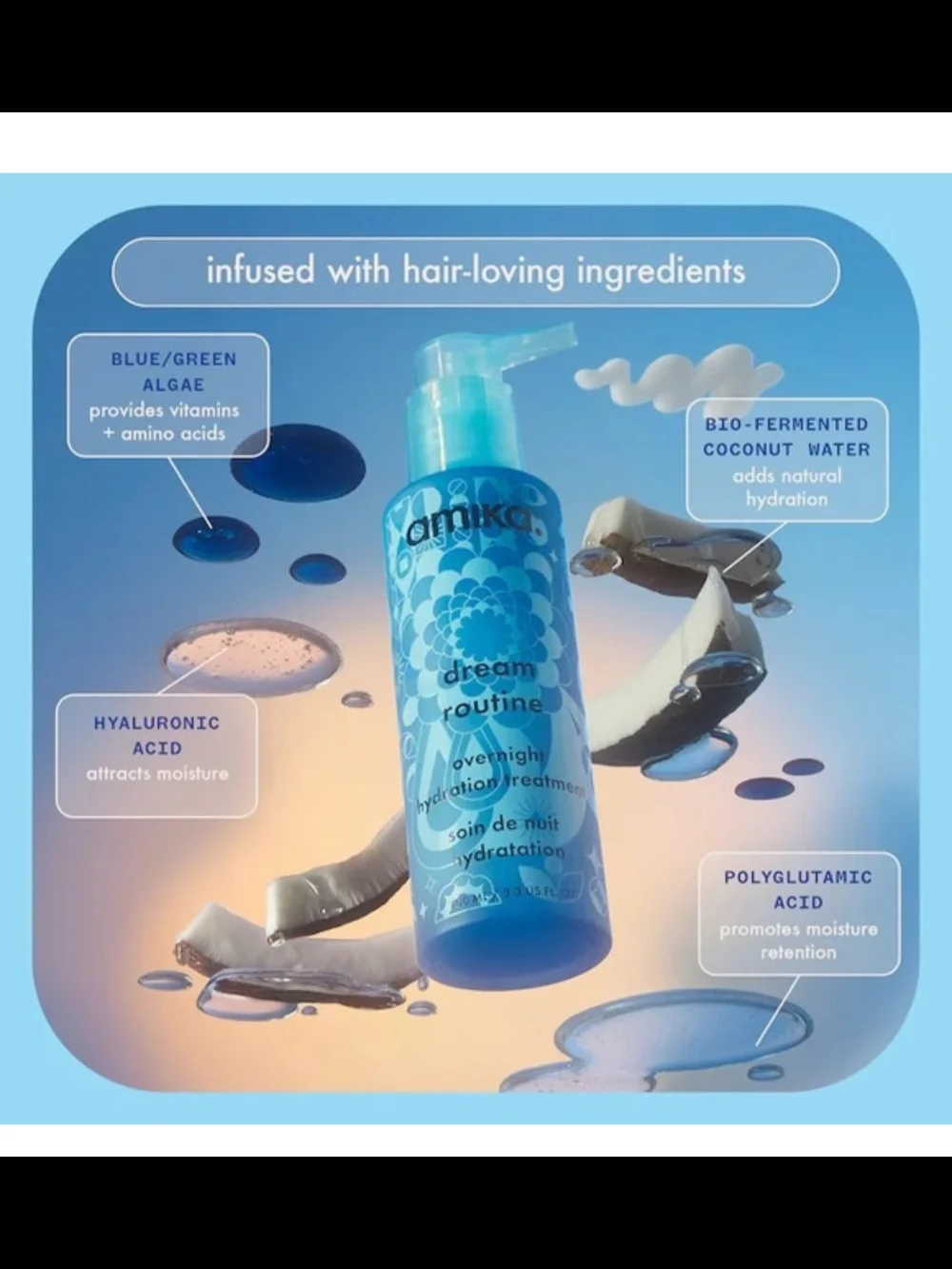 amika Dream Routine Overnight Hydration Treatment Travel Size- NEW