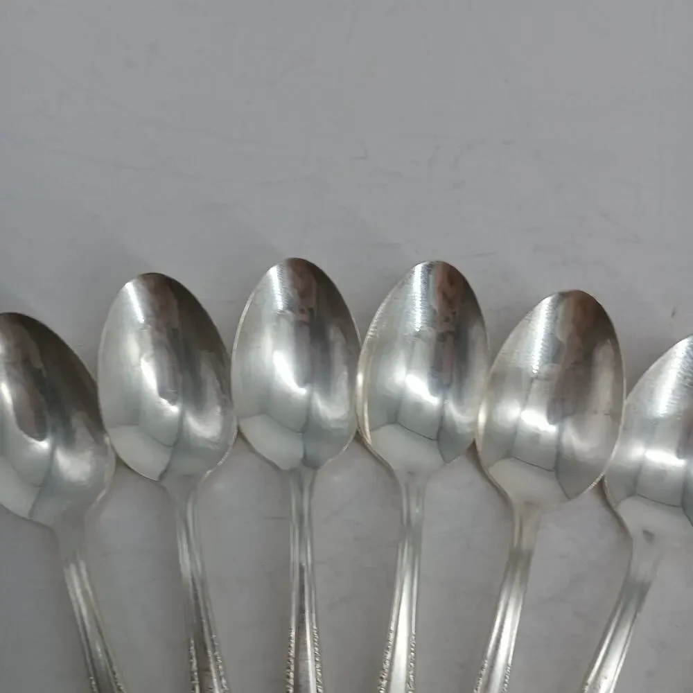 8X Tsp Harmony House by Wallace Serenade Silverplate Flatware Teaspoons Vtg