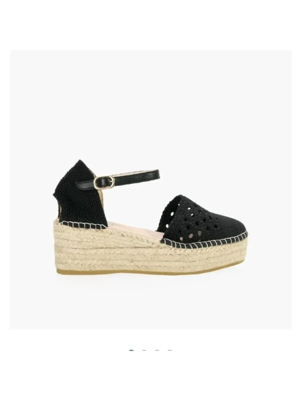 Browns Crochet Espadrille Sandal, black Woven Fabric Jute Platform SZ 11 EU 41