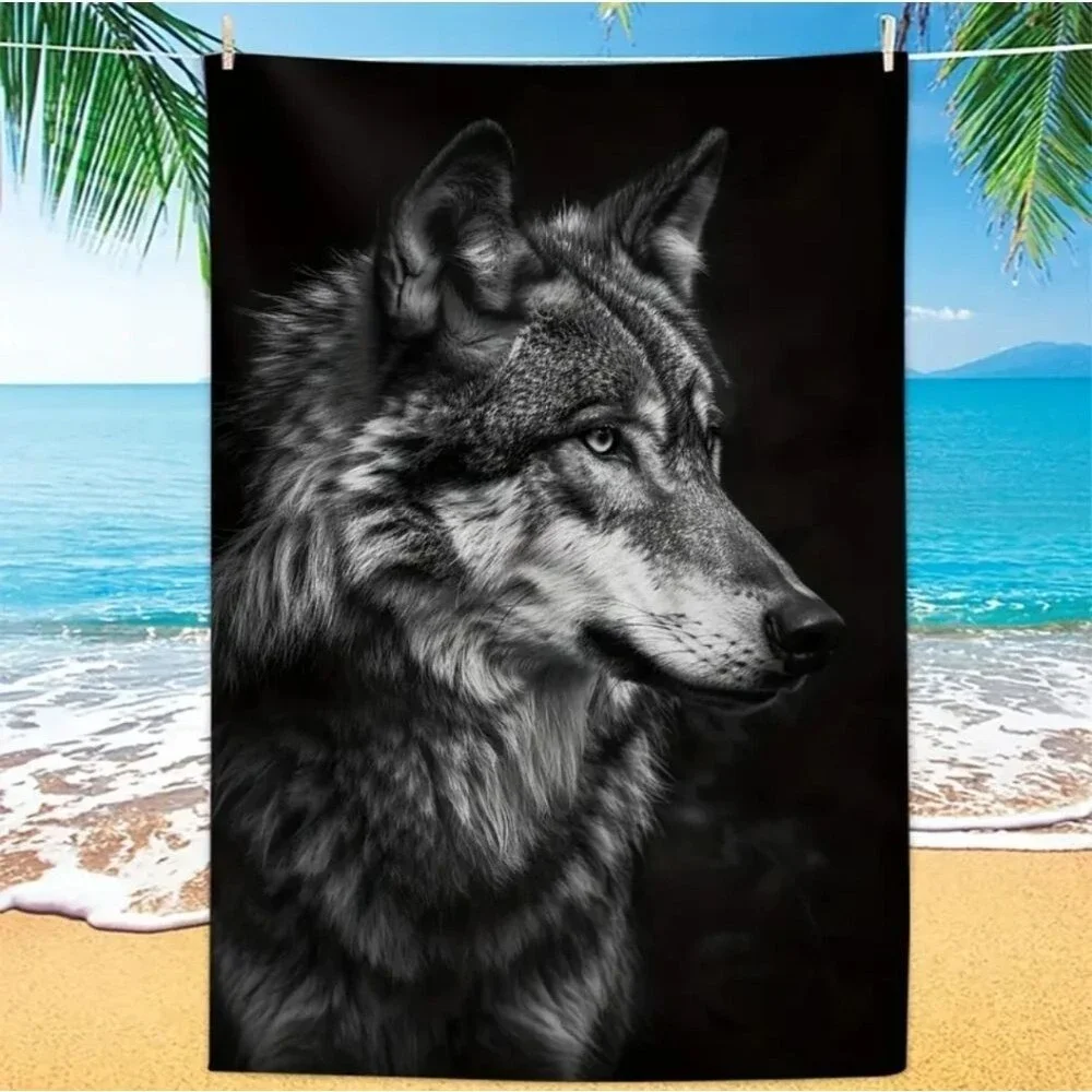 Wolf towel native microfiber quick dry beach towel cloth black world towel