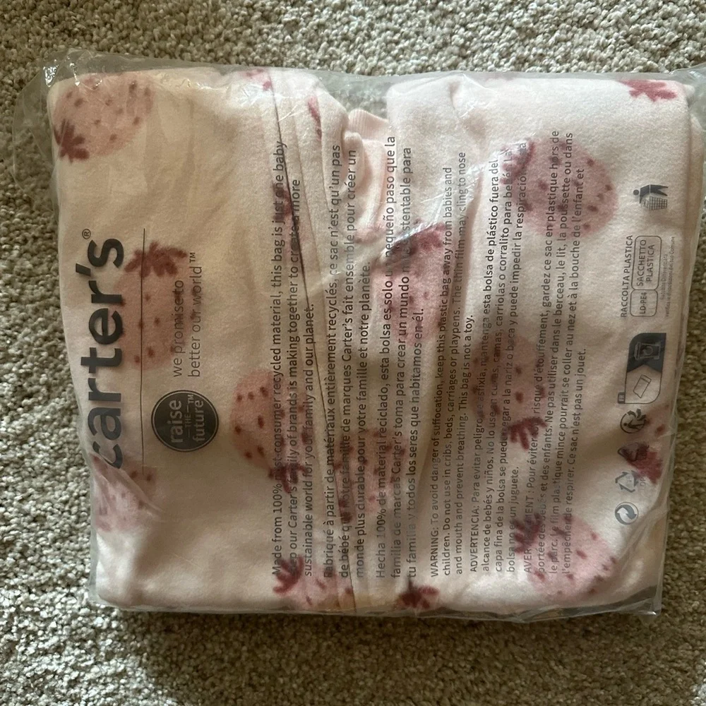 NWT Carter’s Strawberry Fleece Footie Sleep & Play Pajamas