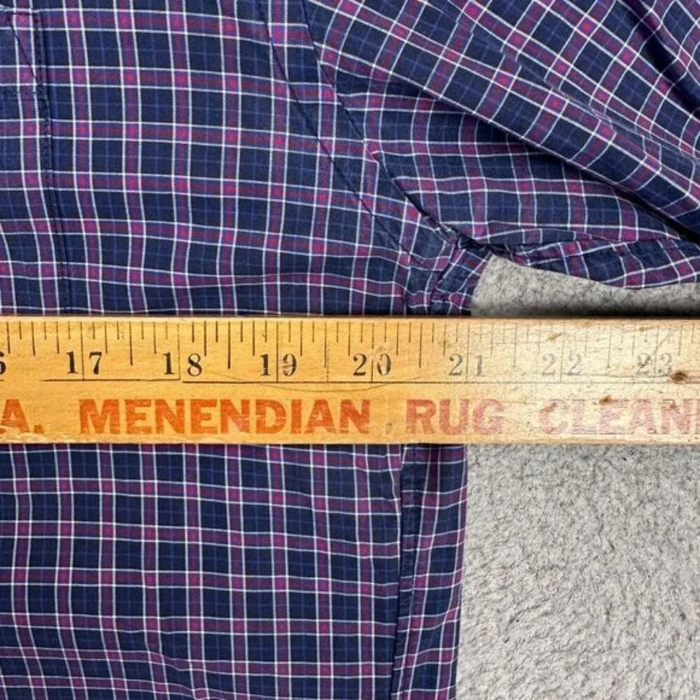 J Crew Button Down Shirt Mens Medium Blue Red Plaid Long Sleeve Pocket Cotton
