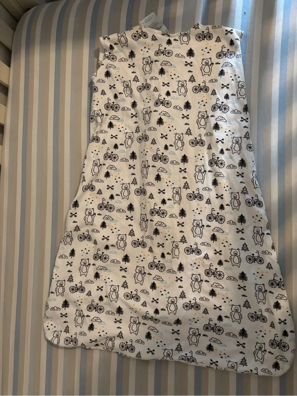 Halo White SleepSack with Black Bear & Bicycle Print
