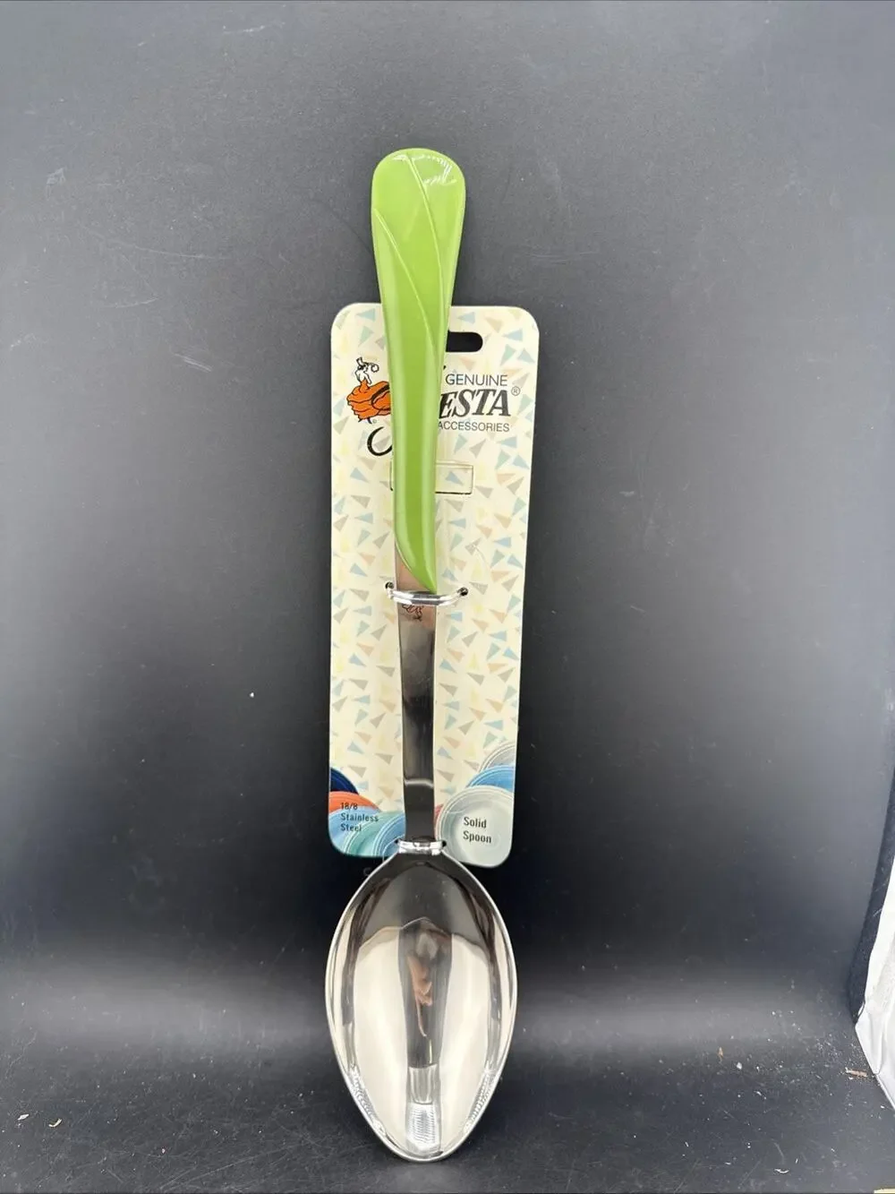 Fiesta Green Solid Serving Spoon 18/8 Stainless Steel New On Card NIP