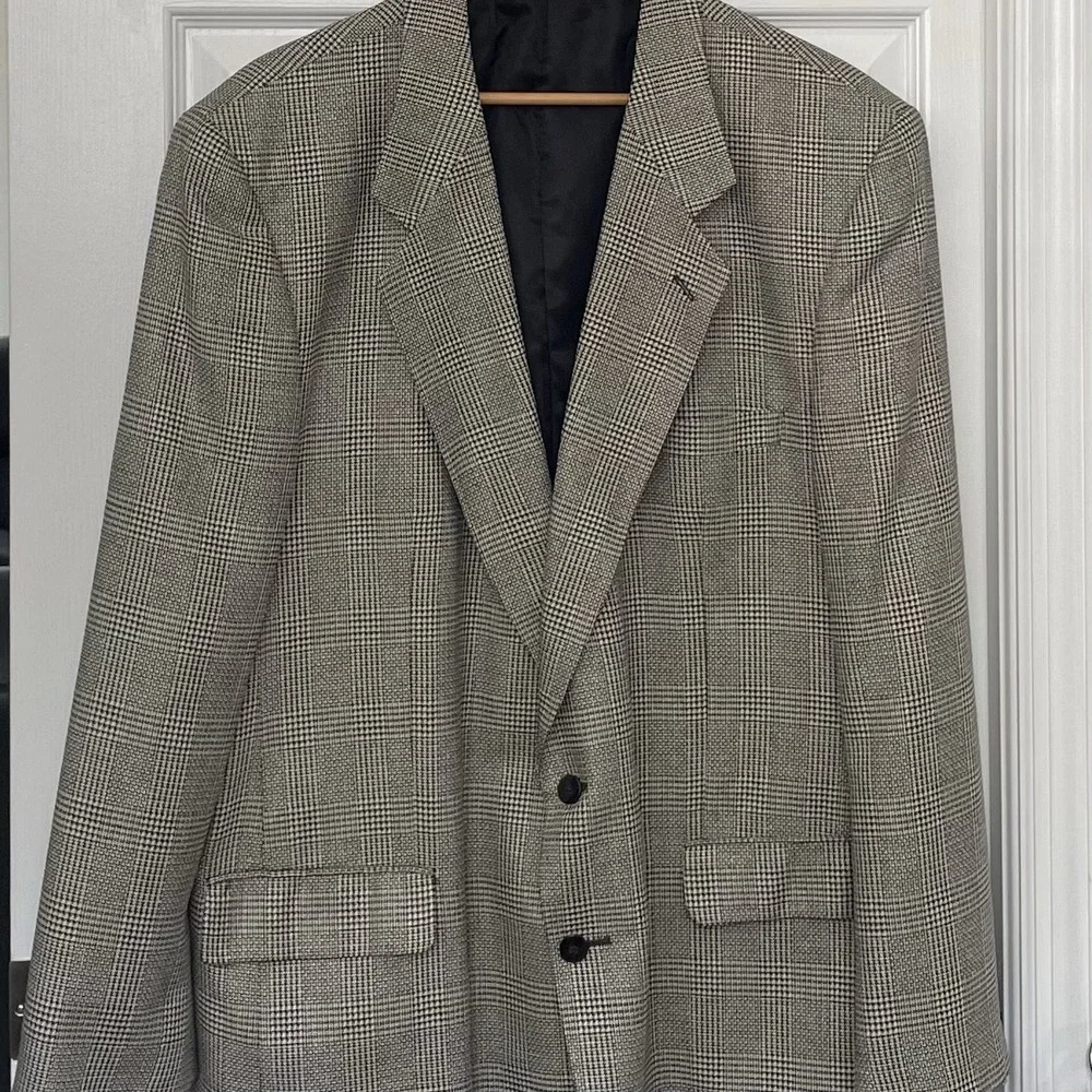 Petrocelli‎ Brown/Beige TWEED Mens HOUNDSTOOTH silk wool sport coat - XXL, 48