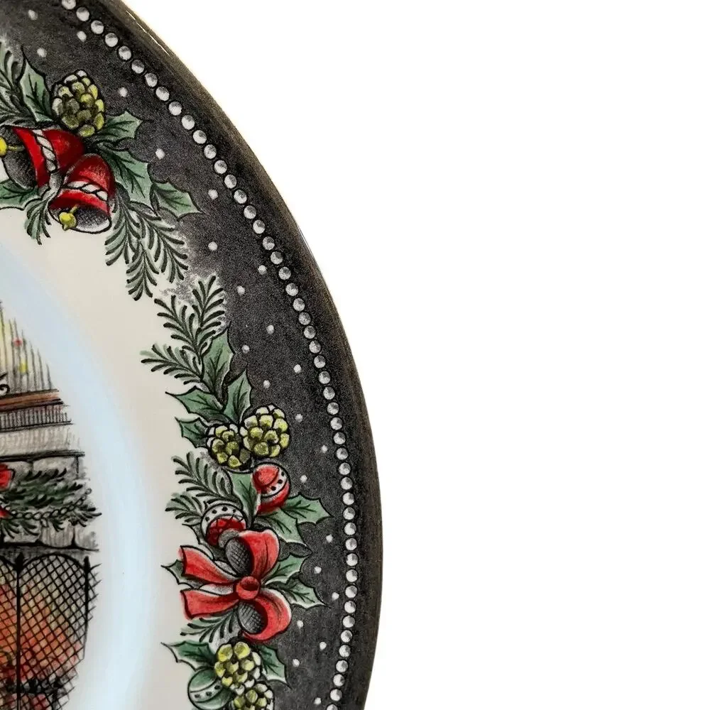 Royal Stafford CHRISTMAS MORNING 11in Dinner Plate Set of 4 Holiday Porcelain