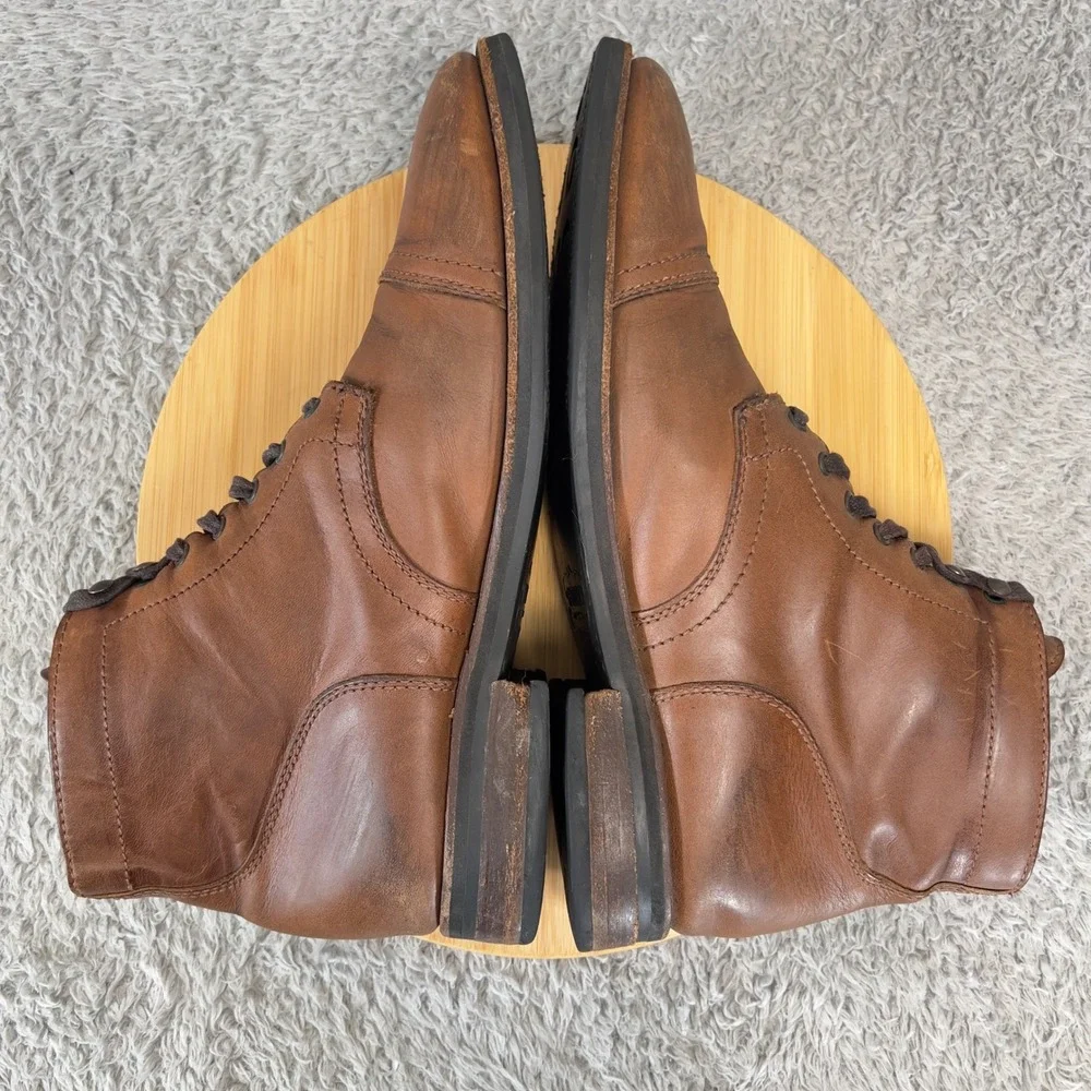Thursday Boot Co Captain Mens 12 Brandy Leather Lace Up Cap Toe Ankle Boots