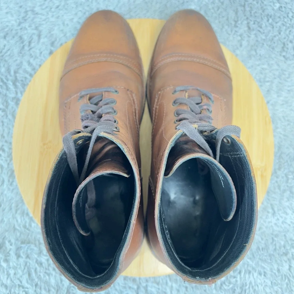 Thursday Boot Co Captain Mens 12 Brandy Leather Lace Up Cap Toe Ankle Boots