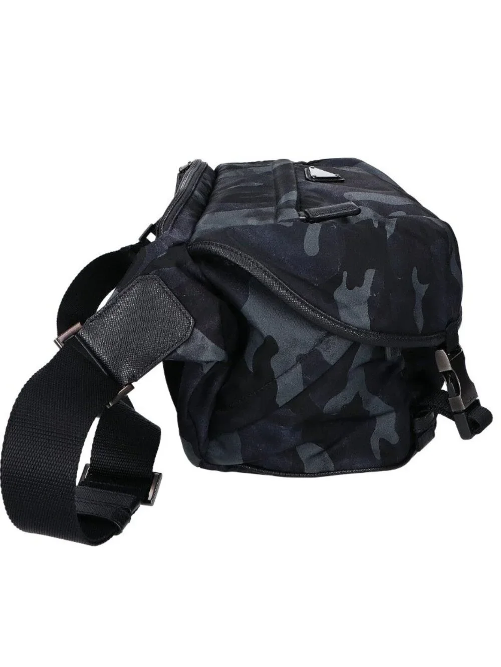 Prada 2 Nylon Camouflage Triangle Plate Messenger Bag