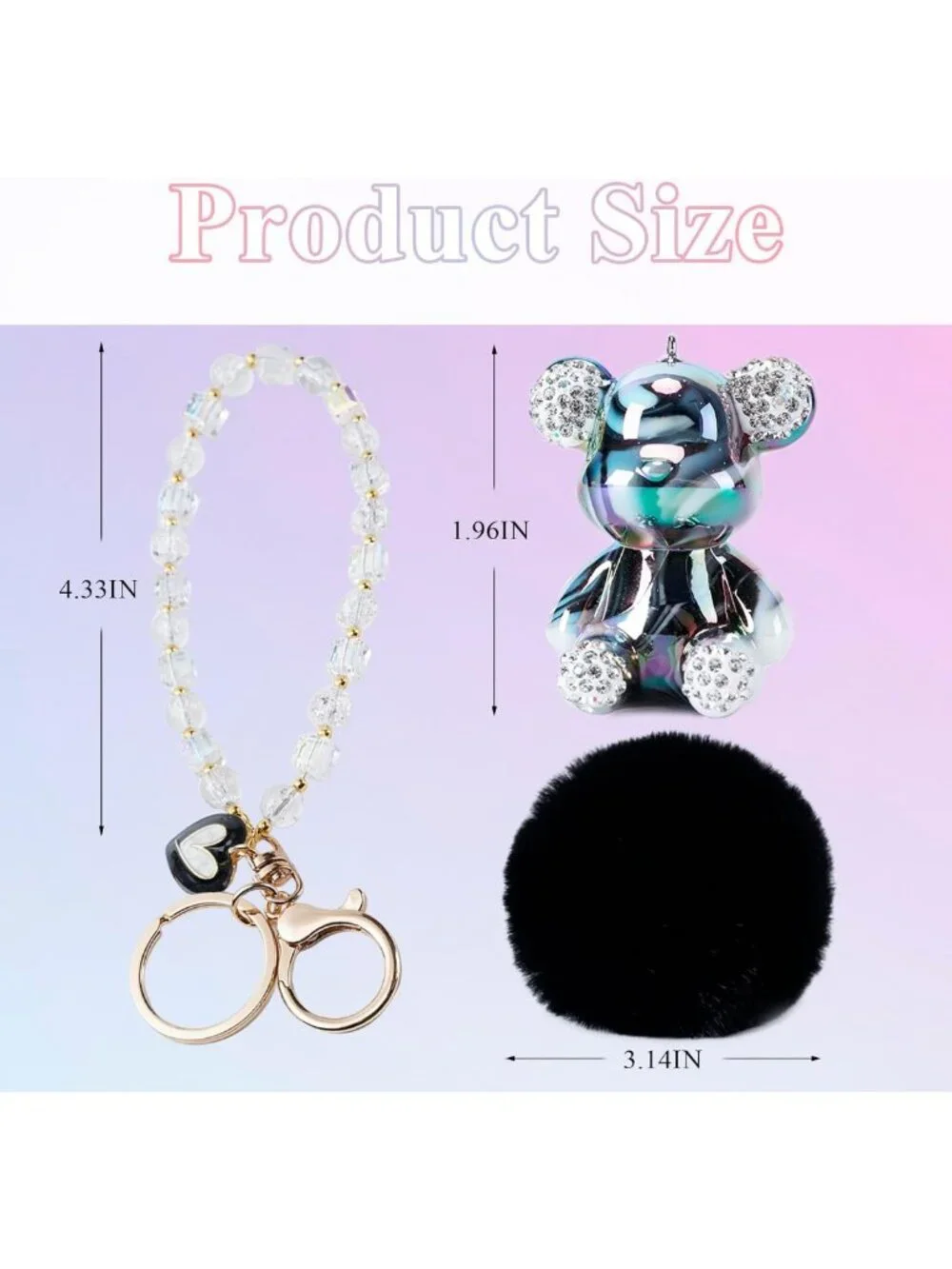Cute Pink Pom Pom Keychain for Women | Adorable Car Accessories & Gifts
