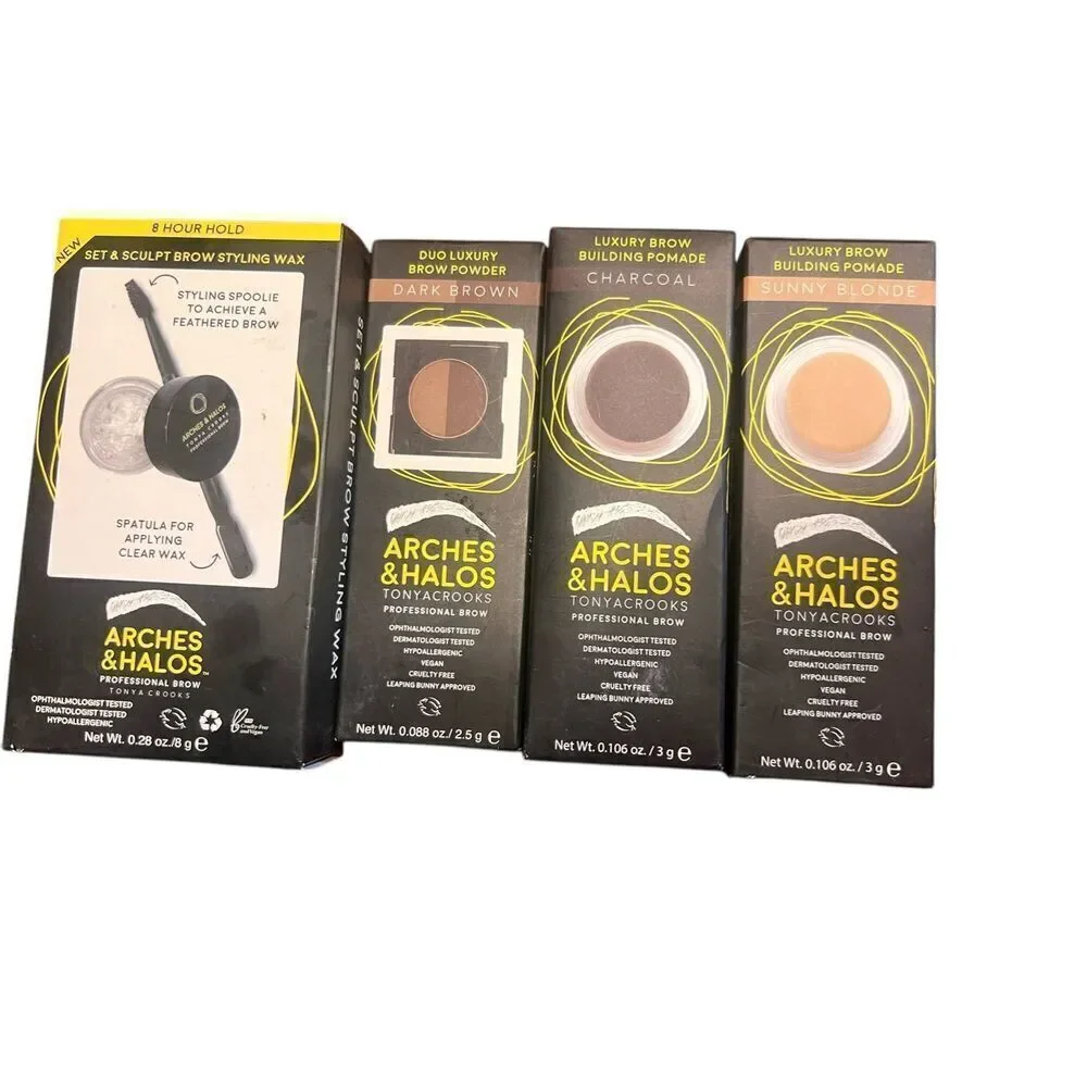 4 Arches & Halos Luxury Brow Building Pomade powder clear wax bundle brown blond