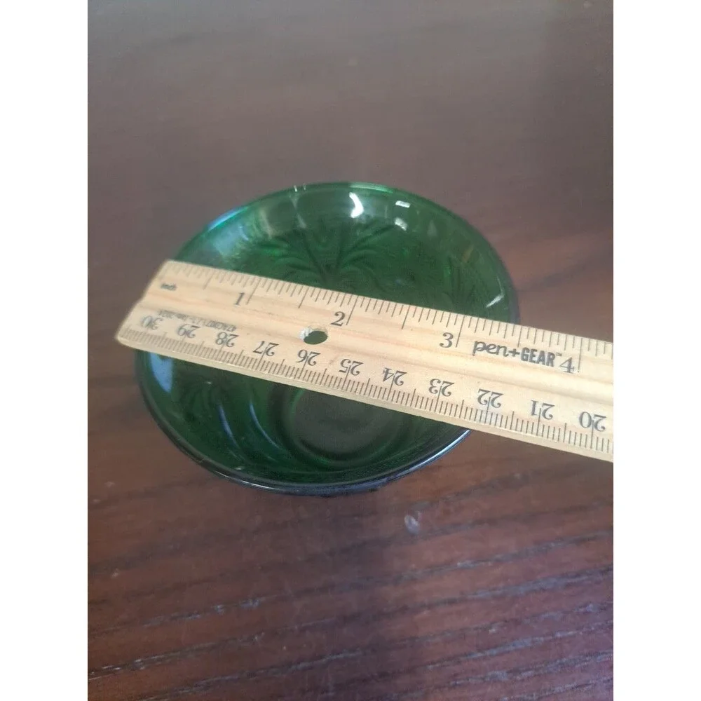 Set Of 2 1950s Anchor Hocking Forest Green Sandwich Glass Floral And Foliage...