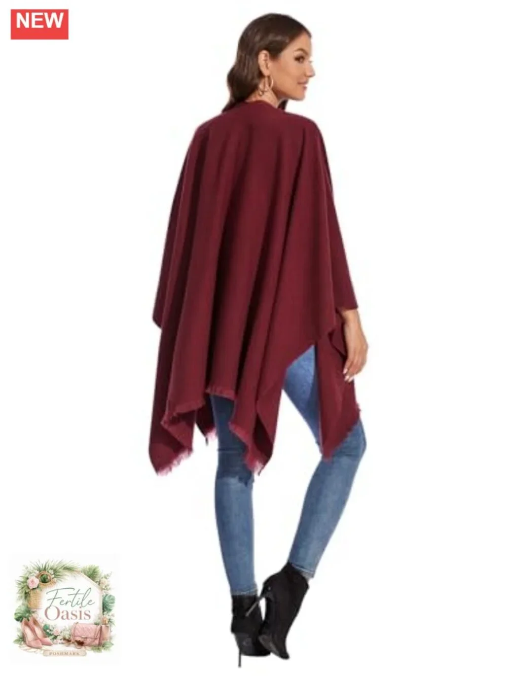 Women's Knitted Cape Poncho Shawl Wrap Open Front with Pockets Fleece Warm