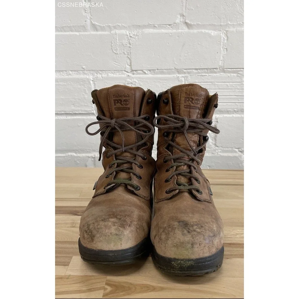 Timberland PRO 47019 Brown Men's Brown Leather Safety Toe Boot‎ - Size 9.5