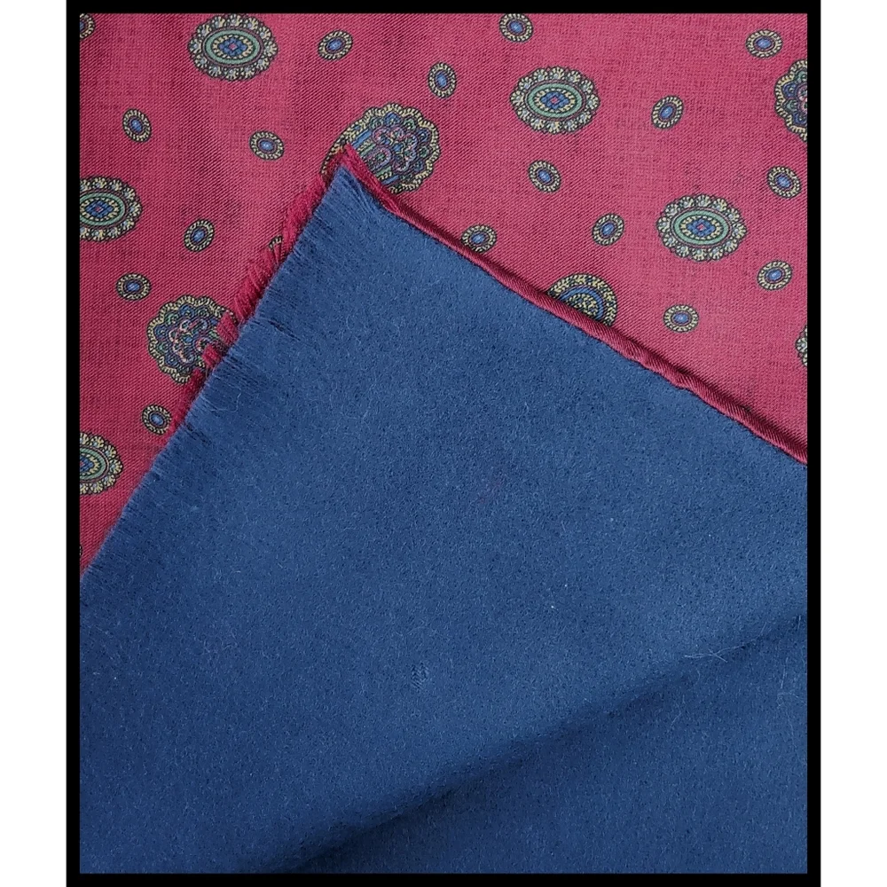 Vintage 80s Christian Dior Silk Paisley Flannel Back Fringe Scarf Burgundy Blue