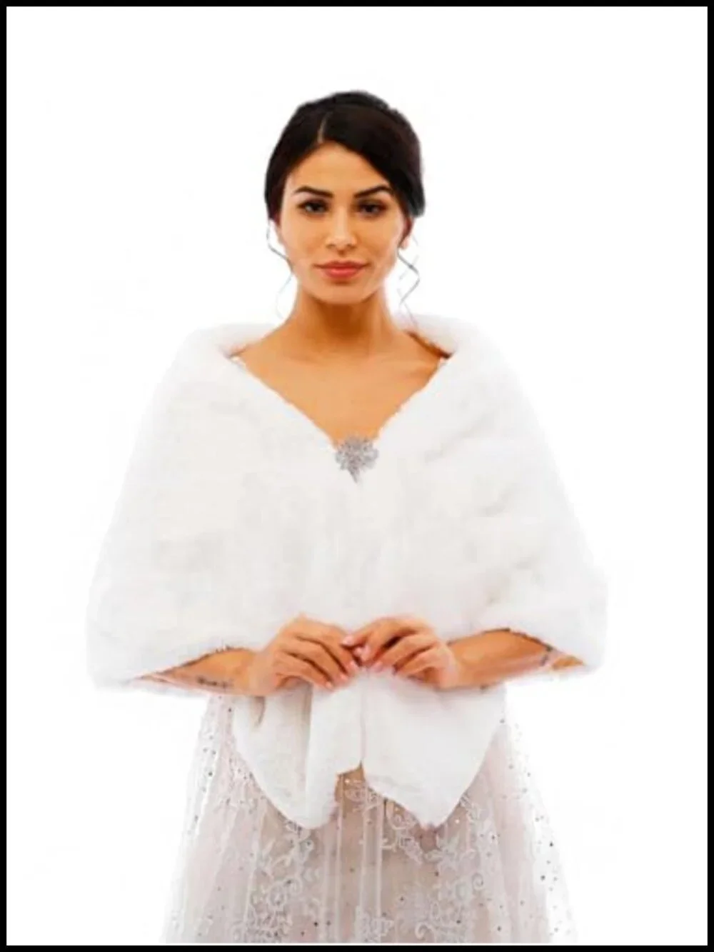 Faux Fur Shawl Wrap for Wedding Bridal Stole Winter Warm